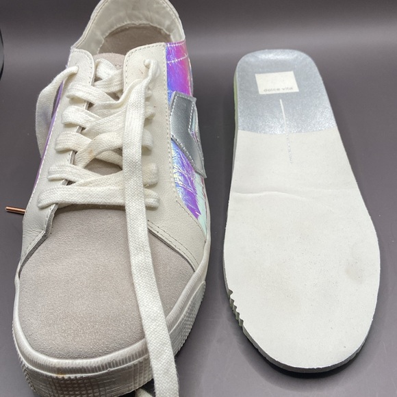 Dolce Vita Zaga Women’s Sneakers, Silver Iridescent Leather 8.5M - Picture 11 of 12